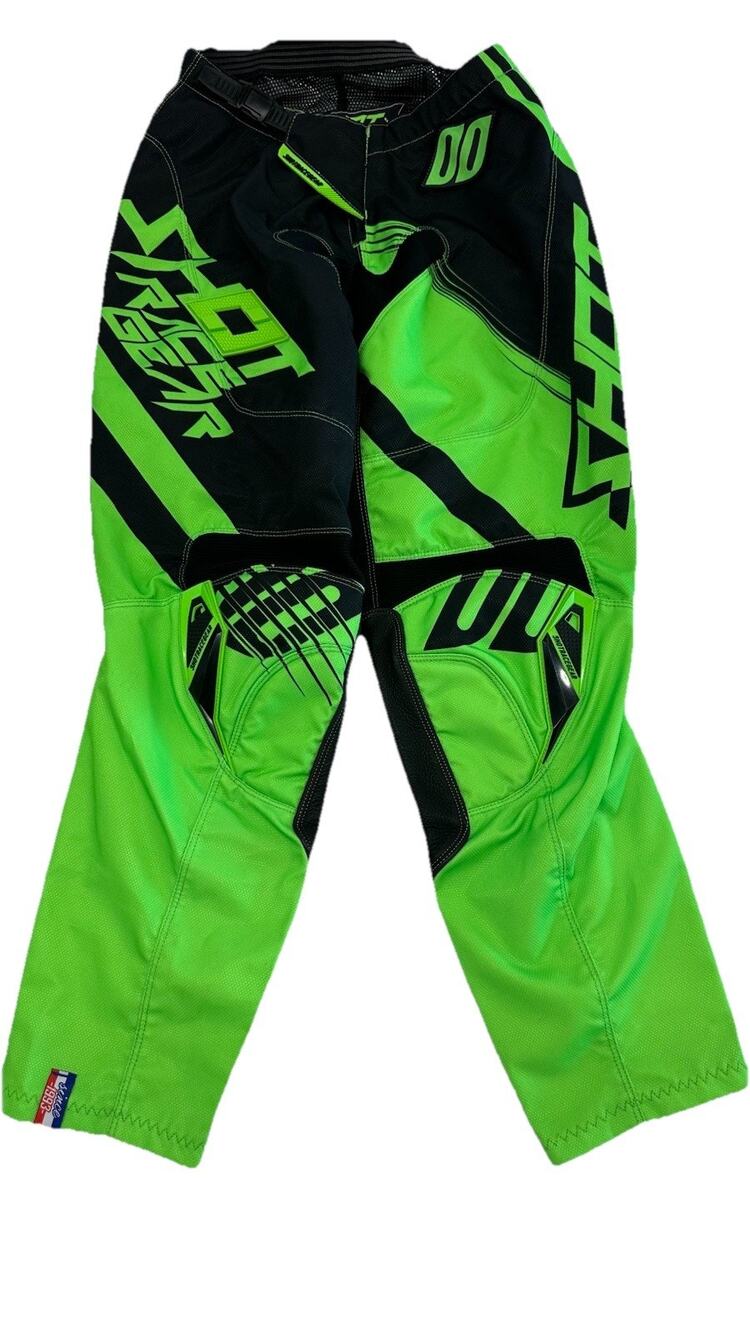 Shot Race Contact Claw Motocross Youth/Adult Pants Neon Green Black EUC Size 28